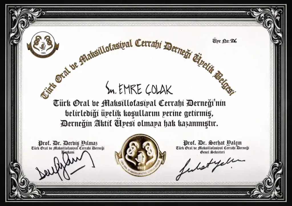 TOMCD (Turkish Oral and Maxillofacial Surgery Association) Active Membership
