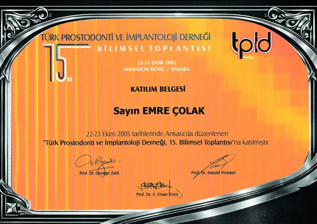 Turkish Prosthodontics and Implantology Association 15th Scientific Meeting