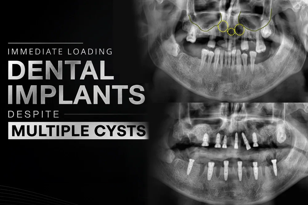 Immediate Loading Dental Implants Despite 6 Cysts