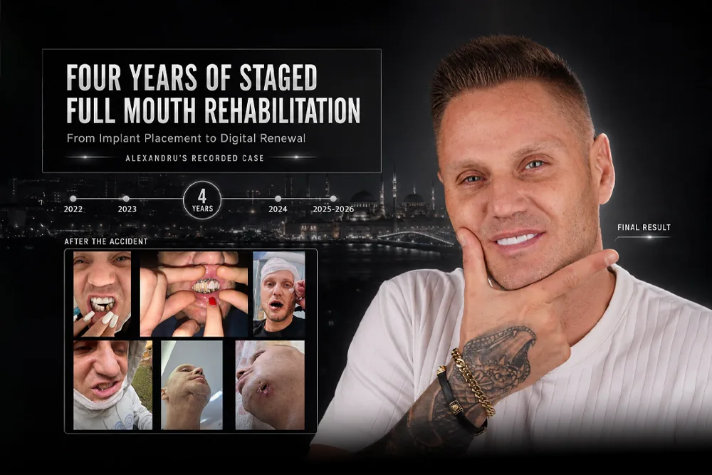 Four Years of Staged Full Mouth Rehabilitation for Alexandru: From Implant Placement to Digital Renewal