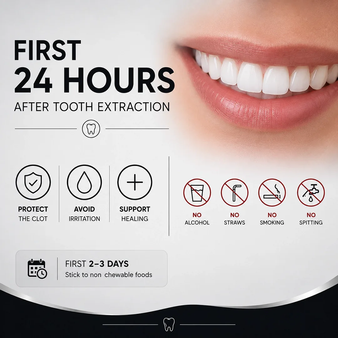What Does Tooth Extraction Aftercare Involve in the First 24 Hours