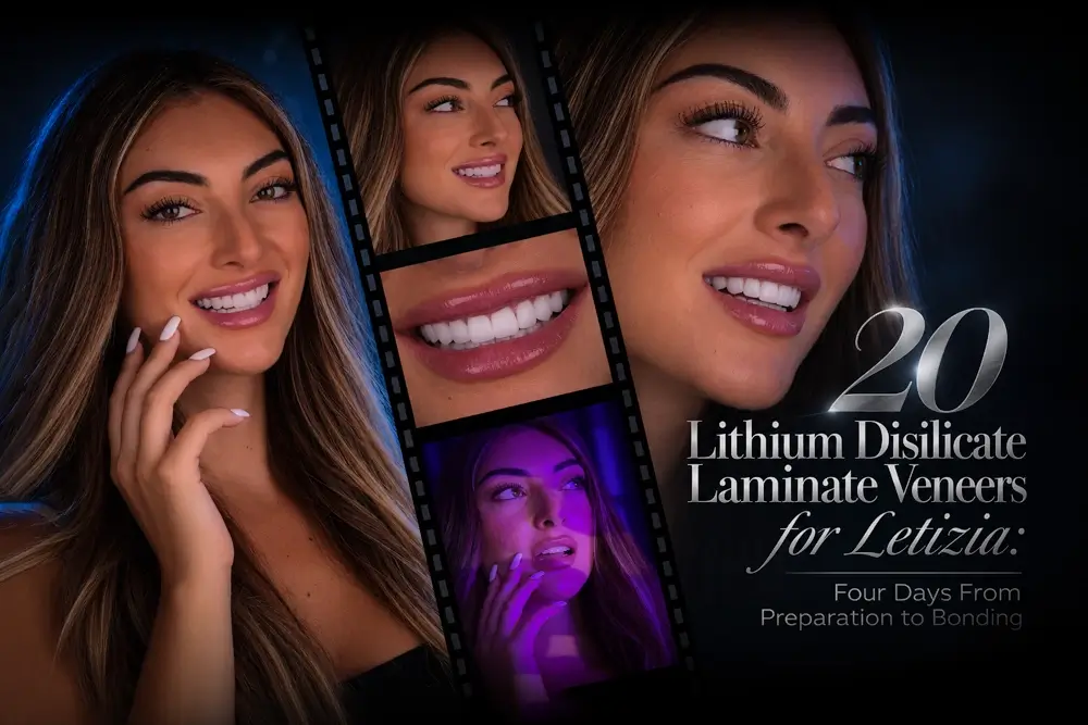 20 Lithium Disilicate Laminate Veneers for Letizia: Four Days From Preparation to Bonding